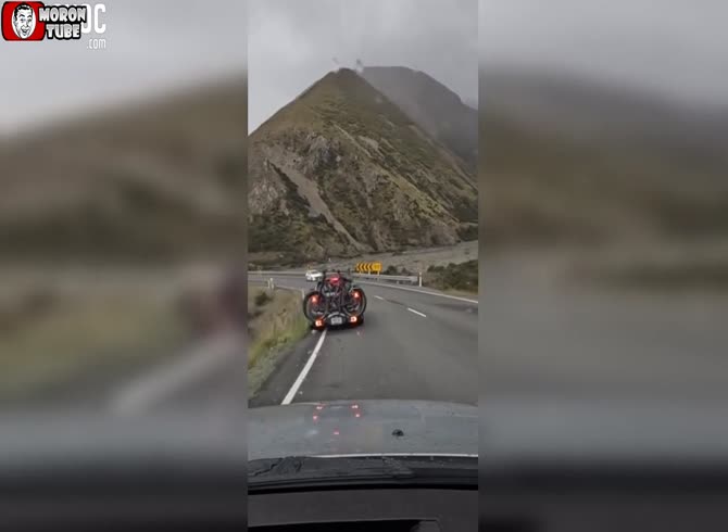 Video :A driver tumbles off a cliff after slipping on the road
